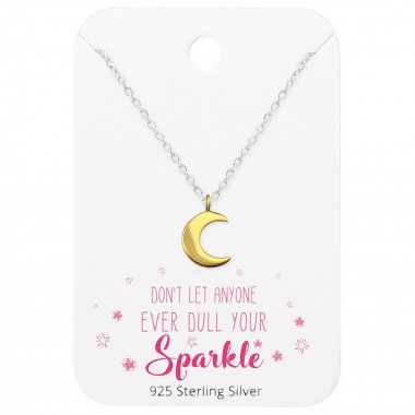Moon Necklaces On Motivational Quote Card - 925 Sterling Silver Necklace & Stud Sets SD36062