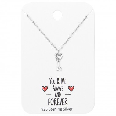 Key Necklaces On You & Me Forever Card - 925 Sterling Silver Necklace & Stud Sets SD36063
