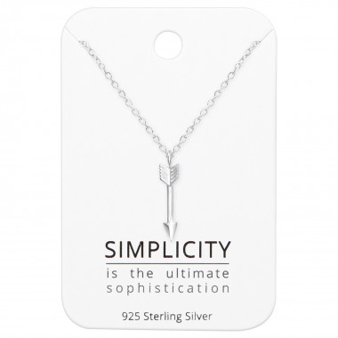 Arrow Necklaces On Simplicity Card - 925 Sterling Silver Necklace & Stud Sets SD36064