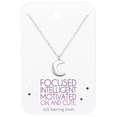 Moon Necklaces On Motivational Quote Card - 925 Sterling Silver Necklace & Stud Sets SD36068