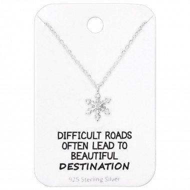 Snowflake Necklace On Motivational Quote Card - 925 Sterling Silver Necklace & Stud Sets SD36088