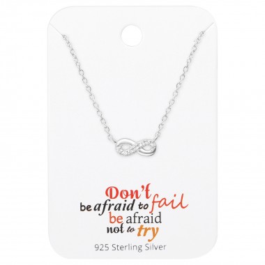 Infinity Necklace On Motivational Quote Card - 925 Sterling Silver Necklace & Stud Sets SD36089