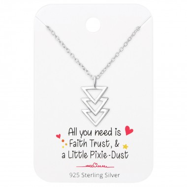 Triangles Necklace On Motivational Quote Card - 925 Sterling Silver Necklace & Stud Sets SD36091