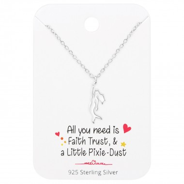 Mermaid Necklace On Motivational Quote Card - 925 Sterling Silver Necklace & Stud Sets SD36092