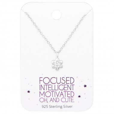 Flower Necklace On Motivational Quote Card - 925 Sterling Silver Necklace & Stud Sets SD36093