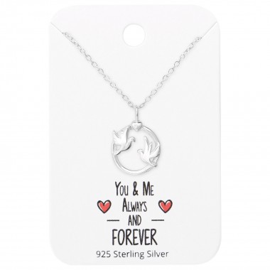 Love Birds Necklace On You & Me Forever Card - 925 Sterling Silver Necklace & Stud Sets SD36097