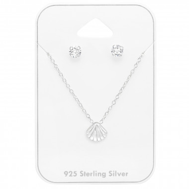 Shell - 925 Sterling Silver Necklace & Stud Sets SD45137