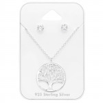 Tree Of Life - 925 Sterling Silver Necklace & Stud Sets SD45139
