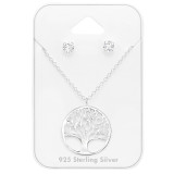 Tree Of Life - 925 Sterling Silver Necklace & Stud Sets SD45139