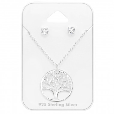 Tree Of Life - 925 Sterling Silver Necklace & Stud Sets SD45139