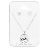 Mountain - 925 Sterling Silver Necklace & Stud Sets SD45141