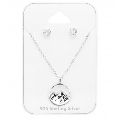 Mountain - 925 Sterling Silver Necklace & Stud Sets SD45141