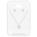 Heart - 925 Sterling Silver Necklace & Stud Sets SD45144