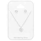 Heart - 925 Sterling Silver Necklace & Stud Sets SD45144