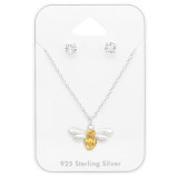 Bee - 925 Sterling Silver Necklace & Stud Sets SD45145