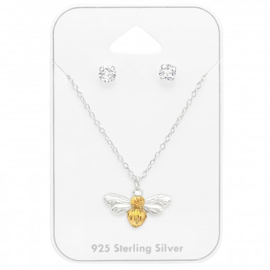 Bee - 925 Sterling Silver Necklace & Stud Sets SD45145