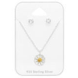 Flower - 925 Sterling Silver Necklace & Stud Sets SD45147