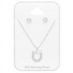 Horseshoe - 925 Sterling Silver Necklace & Stud Sets SD45149