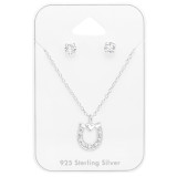 Horseshoe - 925 Sterling Silver Necklace & Stud Sets SD45149