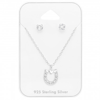 Horseshoe - 925 Sterling Silver Necklace & Stud Sets SD45149