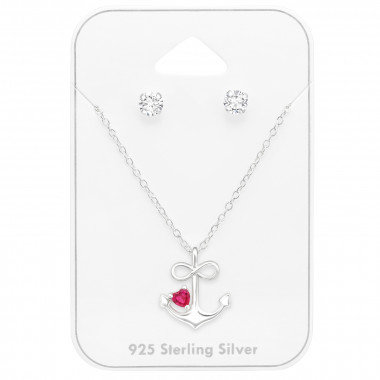 Anchor - 925 Sterling Silver Necklace & Stud Sets SD45150