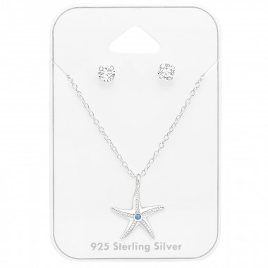 Starfish - 925 Sterling Silver Necklace & Stud Sets SD45152