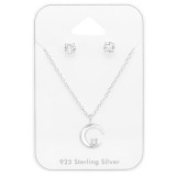 Crescent Moon - 925 Sterling Silver Necklace & Stud Sets SD45153