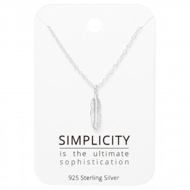 Feather - 925 Sterling Silver Necklace & Stud Sets SD45504