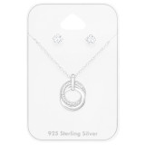 Circles - 925 Sterling Silver Necklace & Stud Sets SD47375