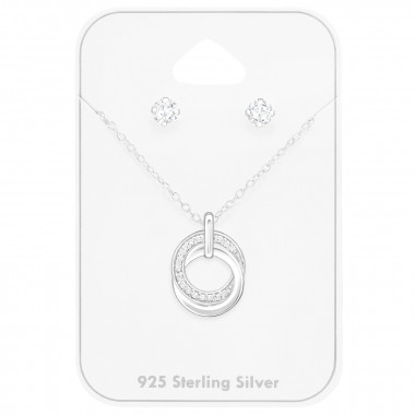 Circles - 925 Sterling Silver Necklace & Stud Sets SD47375