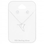 Hummingbird - 925 Sterling Silver Necklace & Stud Sets SD47376