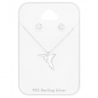 Hummingbird - 925 Sterling Silver Necklace & Stud Sets SD47376
