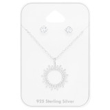 Sun - 925 Sterling Silver Necklace & Stud Sets SD47377