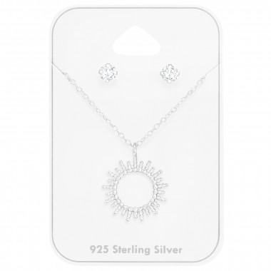 Sun - 925 Sterling Silver Necklace & Stud Sets SD47377