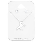 Horse - 925 Sterling Silver Necklace & Stud Sets SD47378
