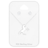 Horse - 925 Sterling Silver Necklace & Stud Sets SD47378