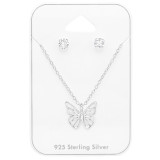 Butterfly - 925 Sterling Silver Necklace & Stud Sets SD48556