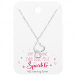 Double Heart - 925 Sterling Silver Necklace & Stud Sets SD48565