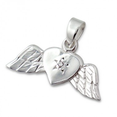 Winged heart - 925 Sterling Silver Pendants with CZ SD1713
