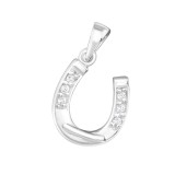 Horseshoe - 925 Sterling Silver Pendants with CZ SD18048