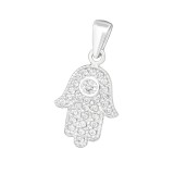 Hamsa hand - 925 Sterling Silver Pendants with CZ SD18059