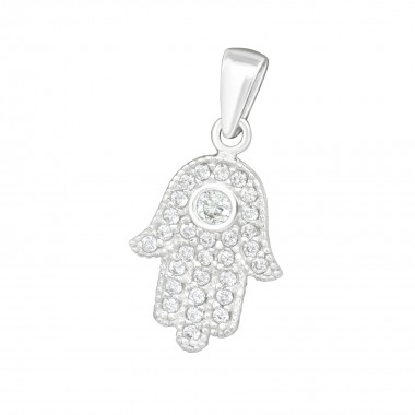 Hamsa hand - 925 Sterling Silver Pendants with CZ SD18059