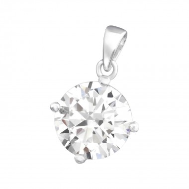 10mm Round - 925 Sterling Silver Pendants with CZ SD36593