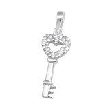 Heart Key - 925 Sterling Silver Pendants with CZ SD37100