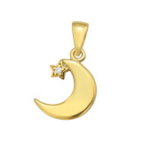 Crescent Moon - 925 Sterling Silver Pendants with CZ SD42101