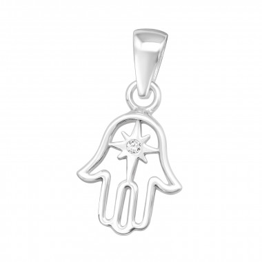 Hamsa - 925 Sterling Silver Pendants with CZ SD44347