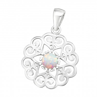 Flower - 925 Sterling Silver Pendants with CZ SD44361