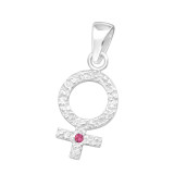 Female Gender Sign - 925 Sterling Silver Pendants with CZ SD44474