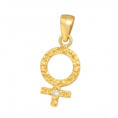Female Gender Sign - 925 Sterling Silver Pendants with CZ SD44477