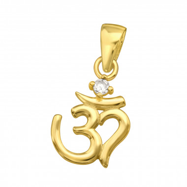 Om Symbol - 925 Sterling Silver Pendants with CZ SD44489